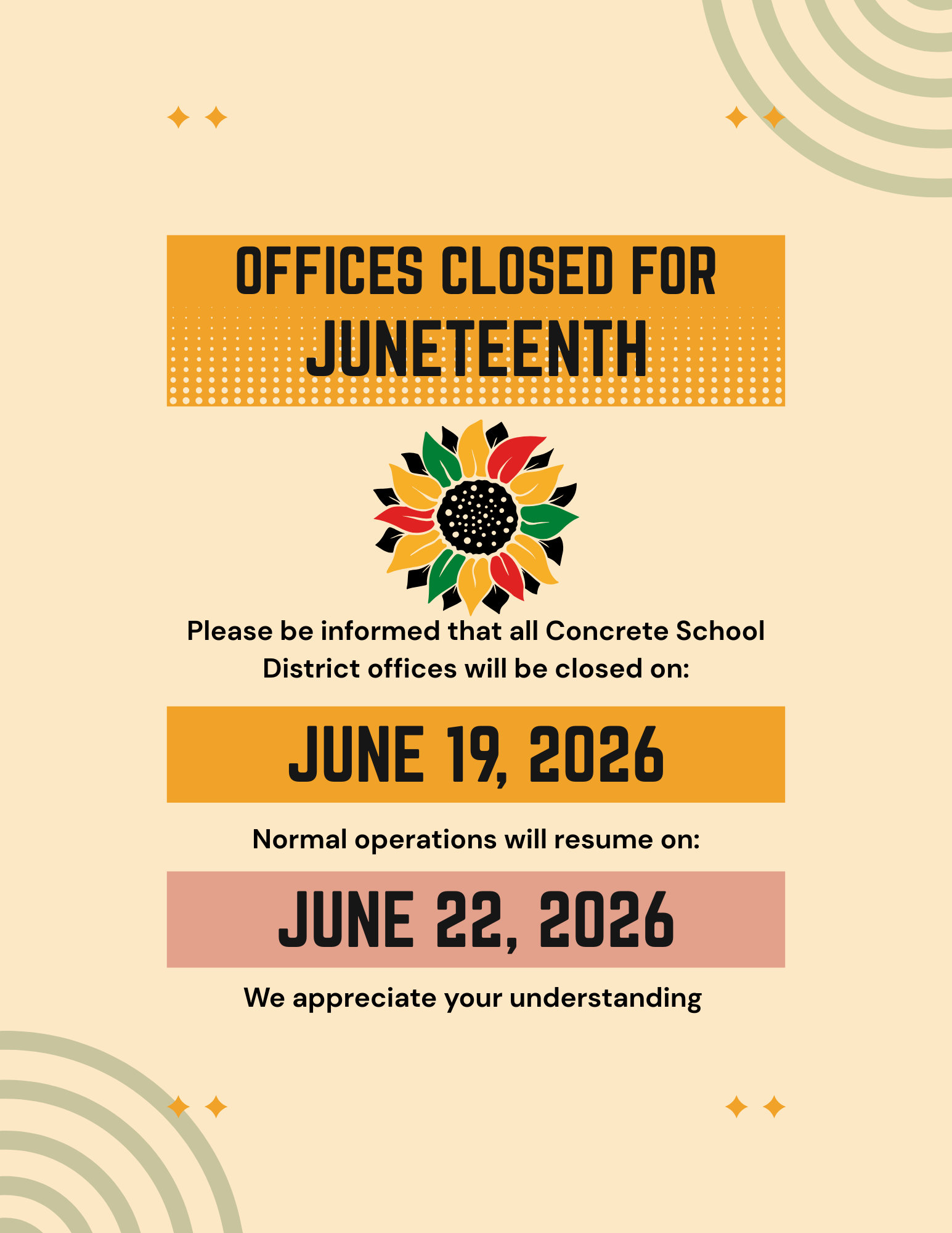 Office Closed For Juneteenth June 19 2026